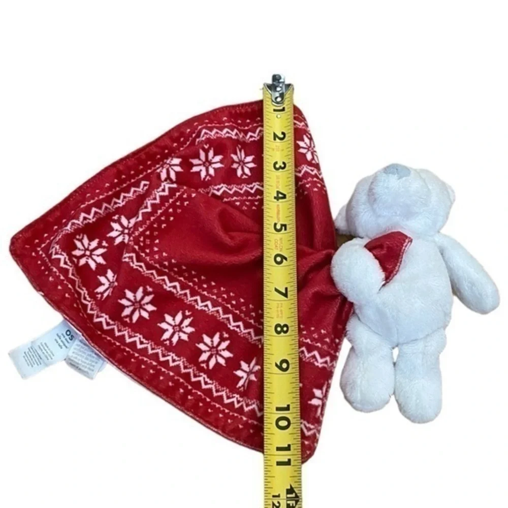 Carter’s Christmas Bear Lovey Baby Blanket Red (Bear Is Also Rattle)